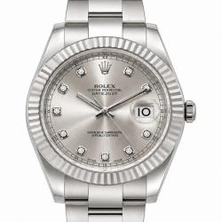Rolex Datejust II 41MM 116334 Silver Diamond Dial Watch